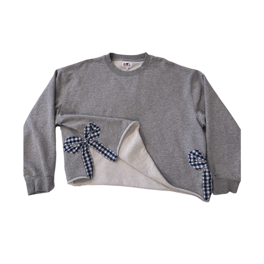 Signature Grey and Navy Side Bow Sweatshirt