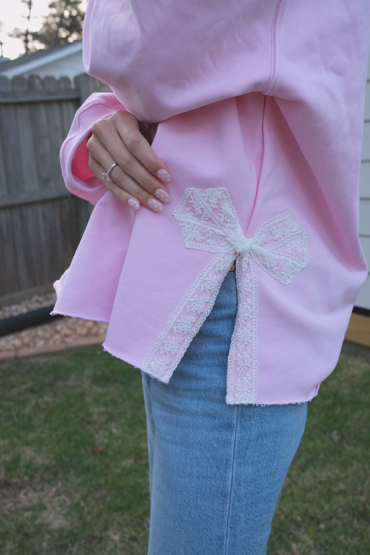 Signature Blush Pink Side Bow Sweatshirt