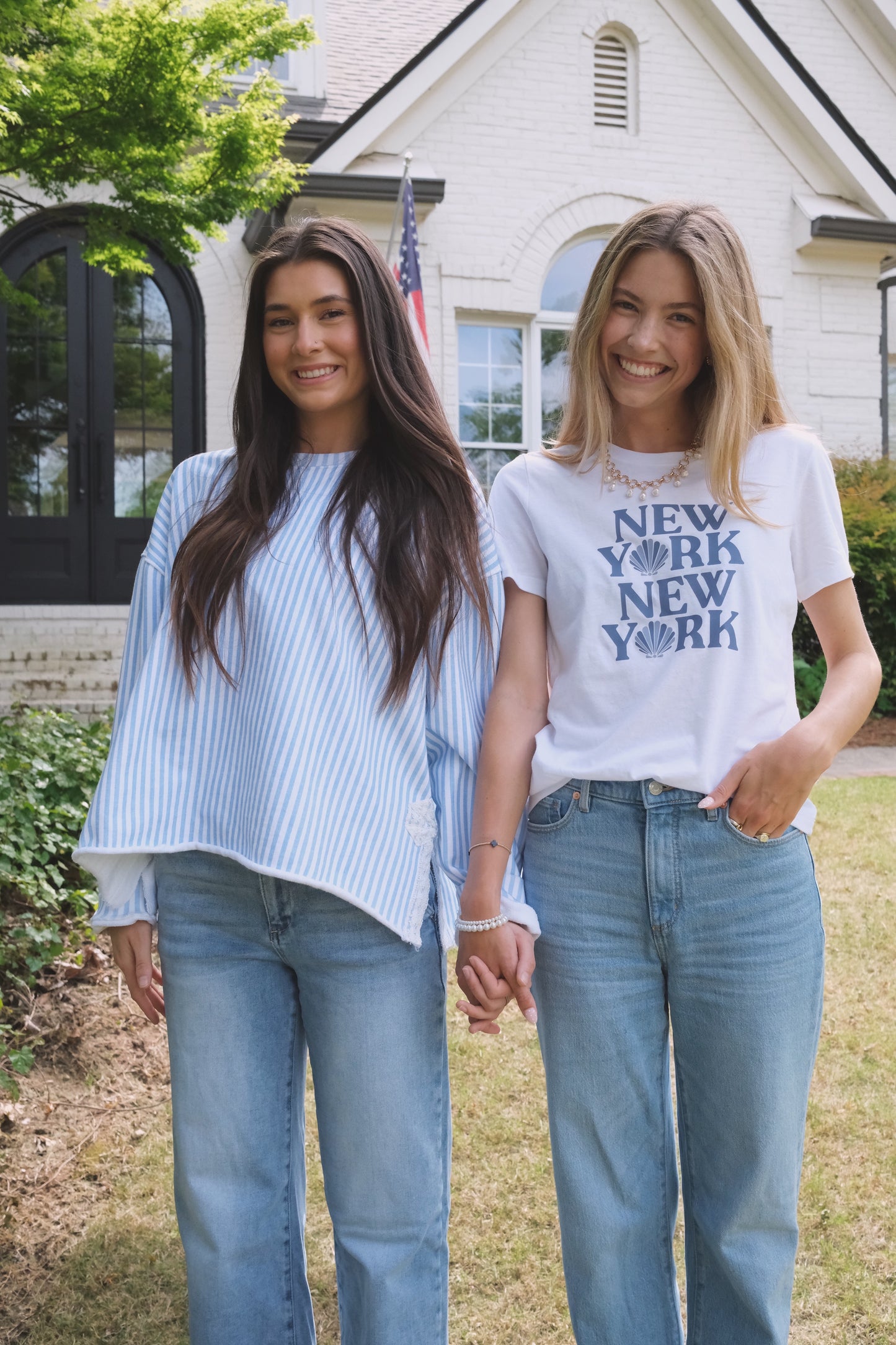 Signature Coastal Stripe Side Bow Sweatshirt