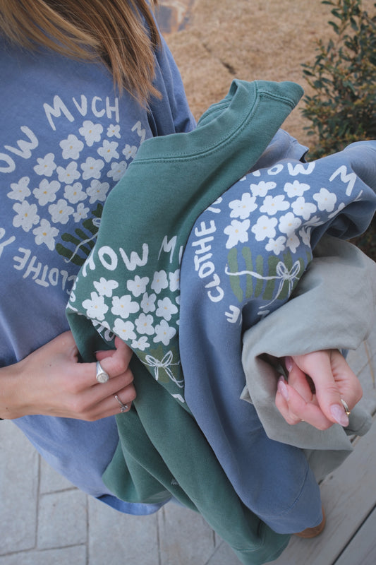 "How Much More" Washed Denim Tee