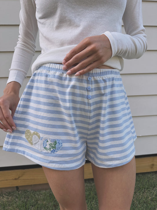 Cozy Striped Heart Shorts