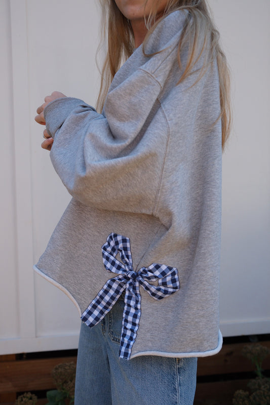 Signature Grey and Navy Side Bow Sweatshirt