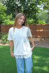 Lace Hem Bow Tee