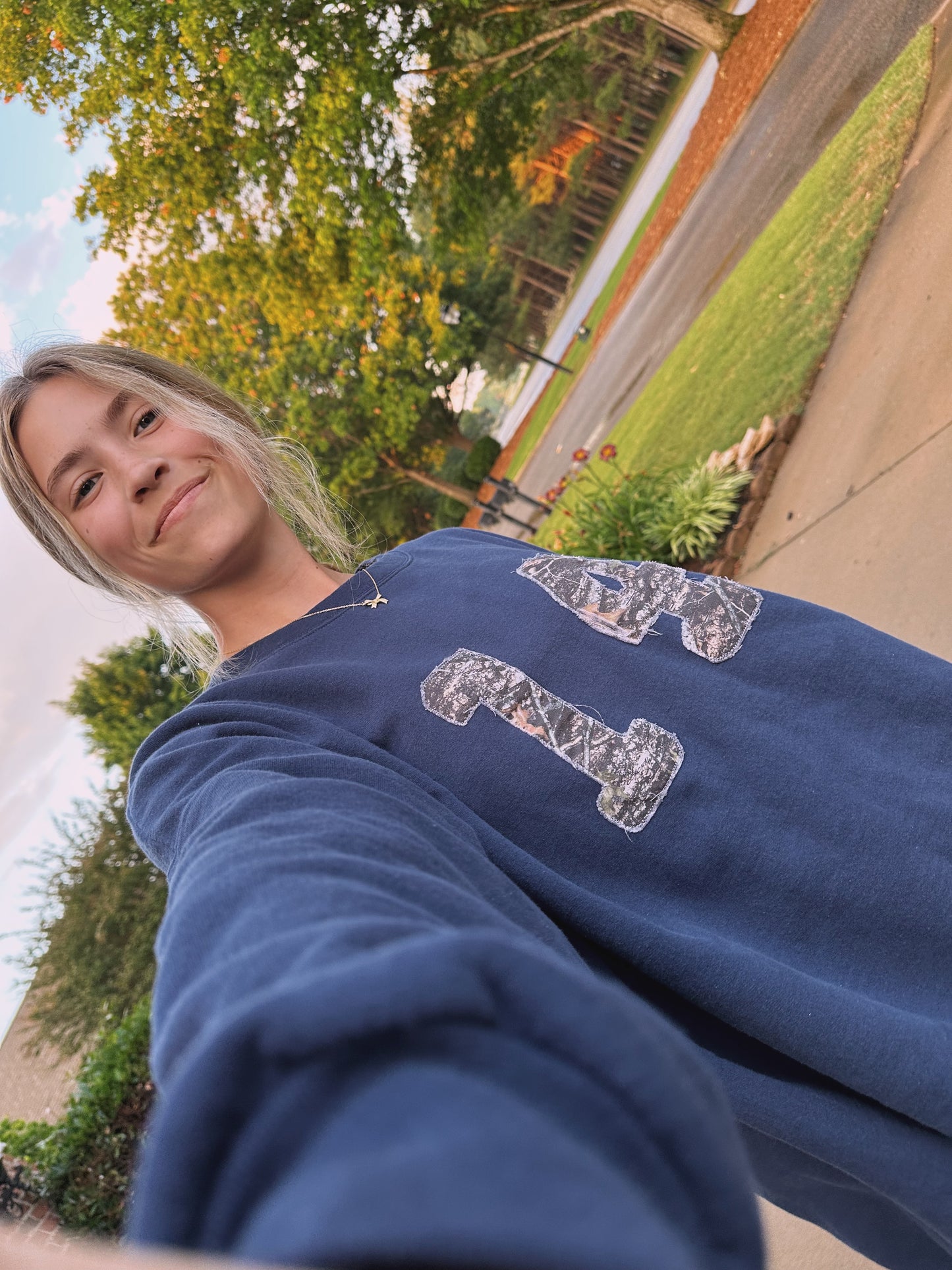 Camo #14 Navy Crewneck