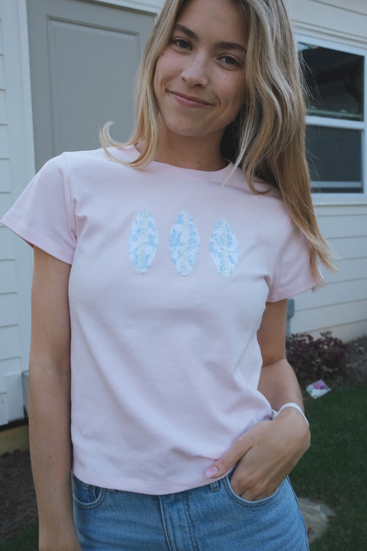 Pink Floral Surfboard Baby Tee