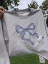 Navy Gingham Bow Crewneck