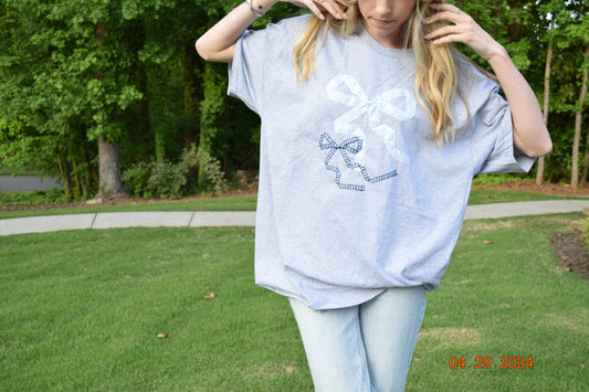 Double Bow Grey Tee