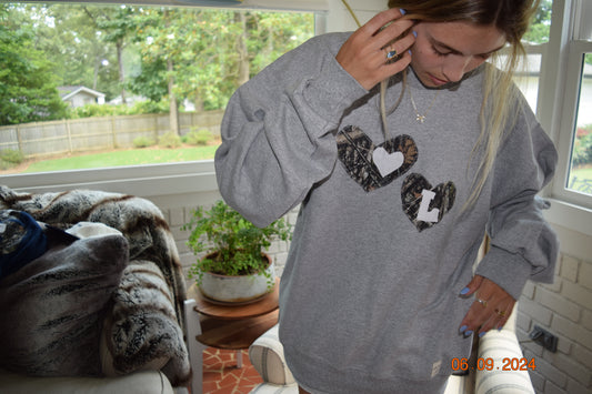 Camo Heart Grey Crewneck