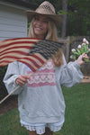 Grey Striped Americana Crewneck