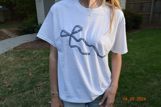 Gingham Bow White Tee