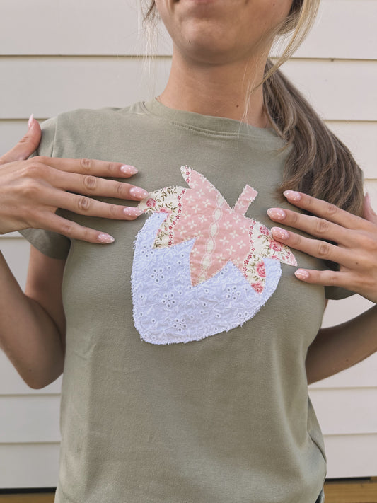 Olive Strawberry Baby Tee
