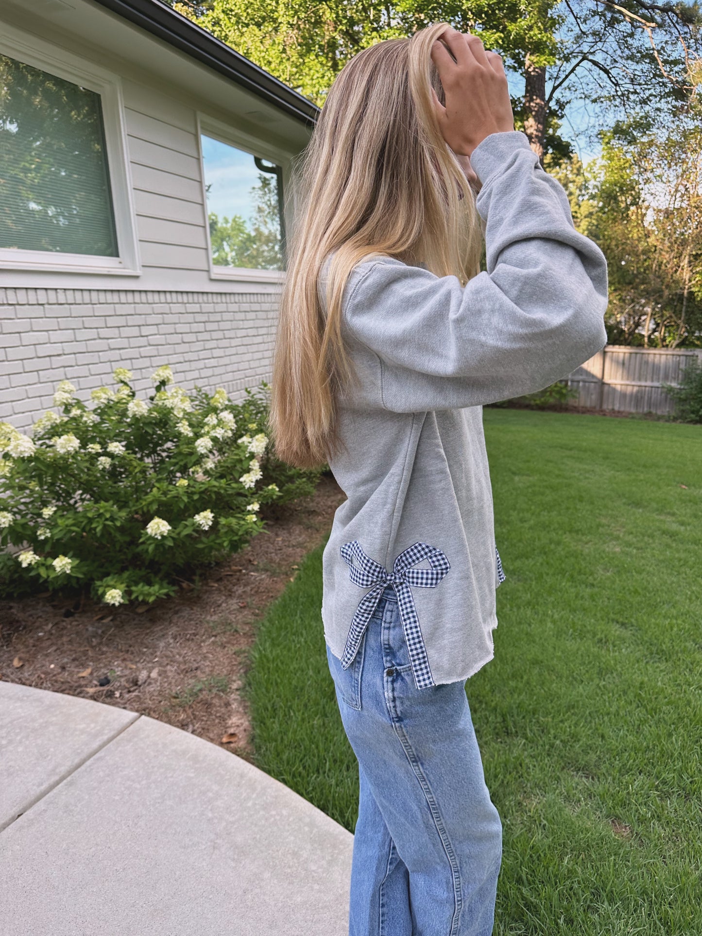 Navy Side Bow Sweatshirt