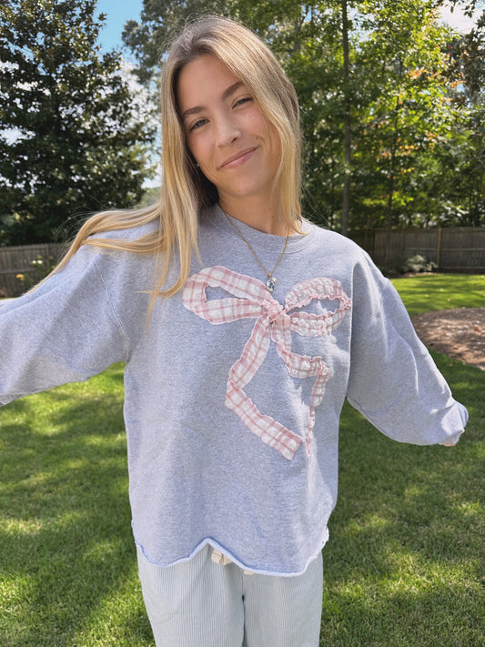 Deluxe Pink Bow Crewneck