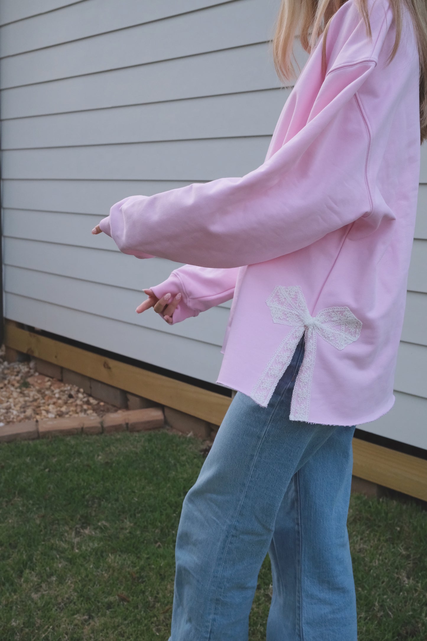 Signature Blush Pink Side Bow Sweatshirt