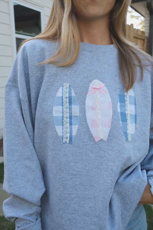 Gingham Surfs Up Crewneck