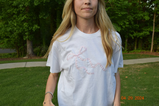 Gingham Pink Baby Bow Tee