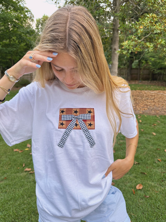 Red, White, & Blue Bow Tee