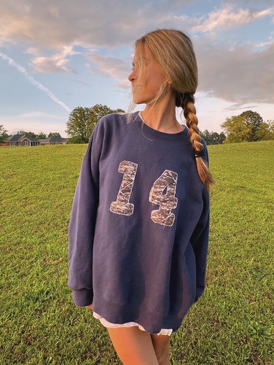 Camo #14 Navy Crewneck