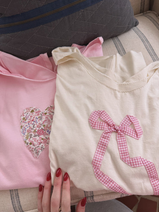 Pink Floral Heart Tee