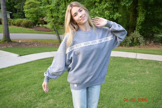 Ribbon of Bows Grey Crewneck