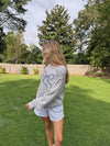 Navy Gingham Bow Crewneck