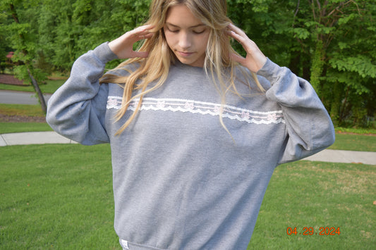 Ribbon of Bows Grey Crewneck