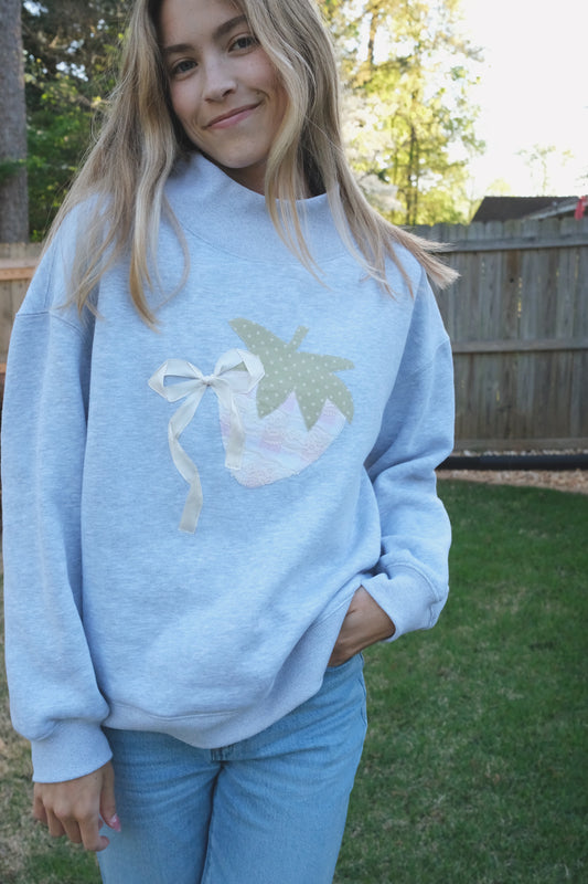Summer Strawberry Mock Neck