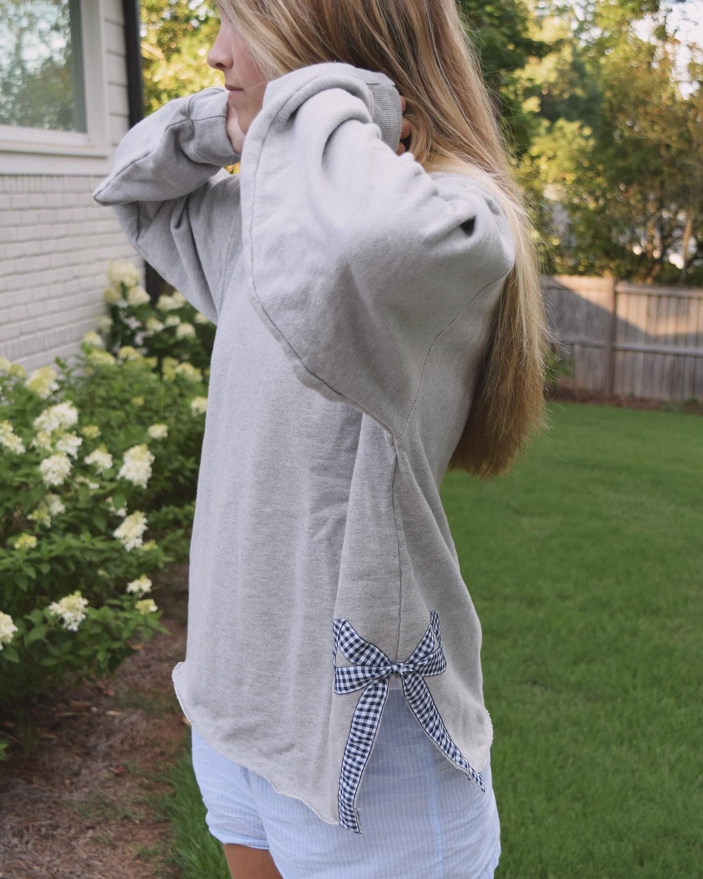 Navy Side Bow Sweatshirt