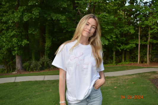 Gingham Pink Baby Bow Tee