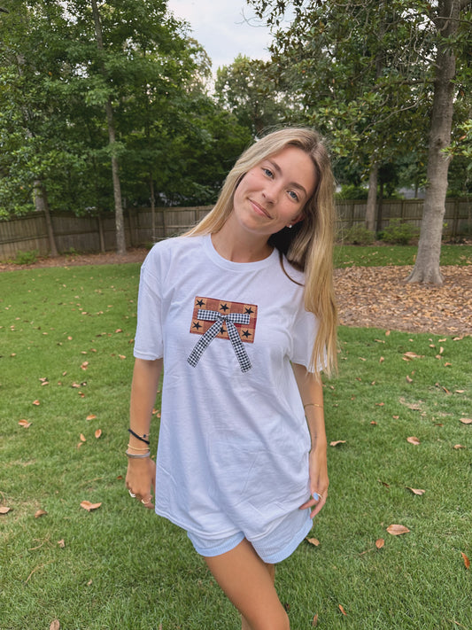 Red, White, & Blue Bow Tee