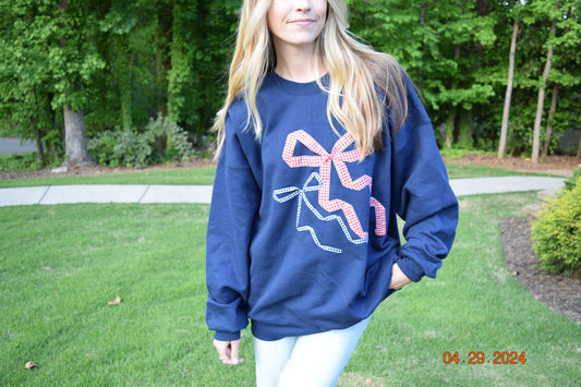 Double Bow Navy Crewneck