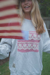 Grey Striped Americana Crewneck