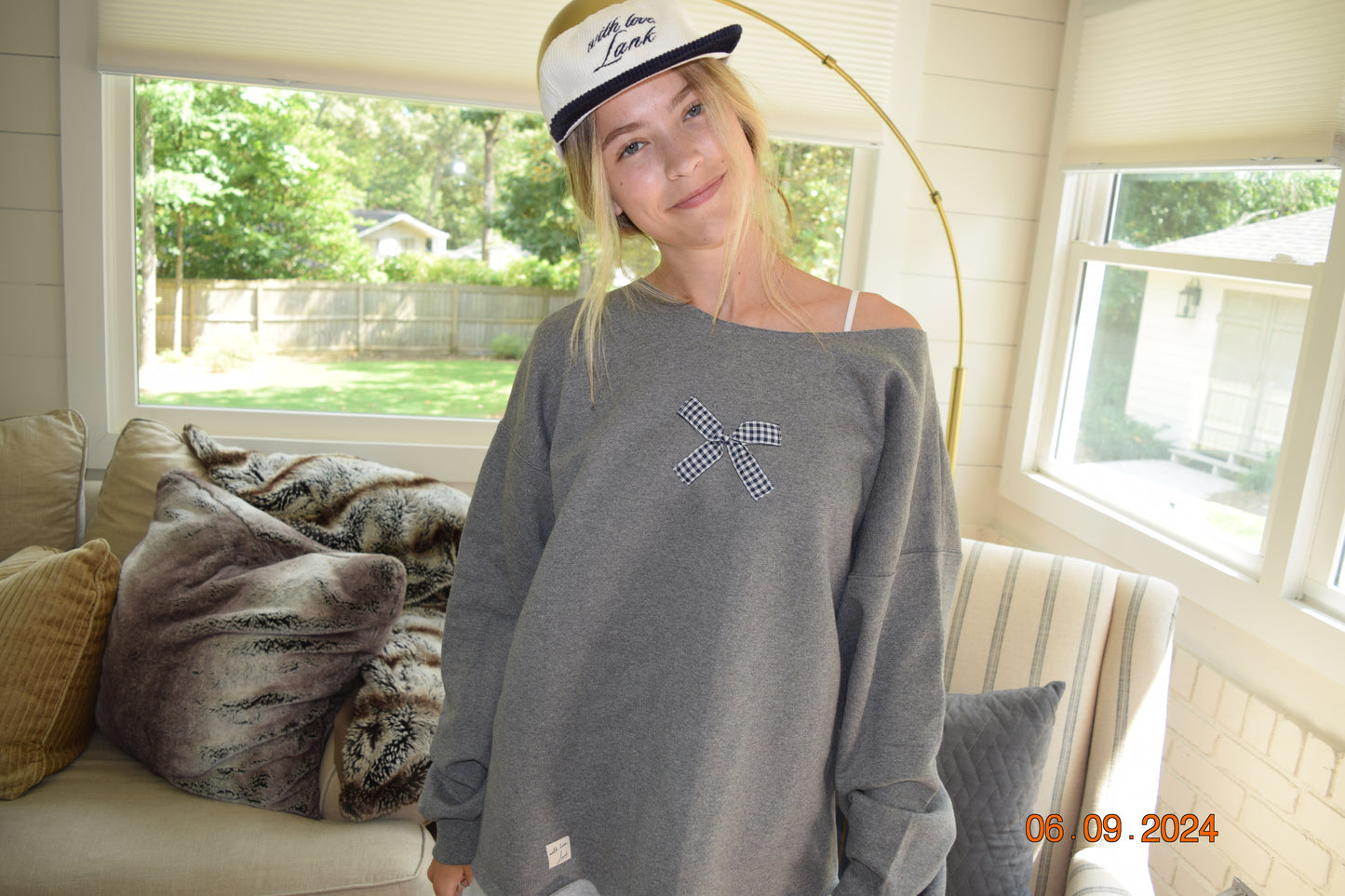 Wide Neck Bow Crewneck