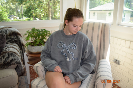 Dark Grey Bow Crewneck