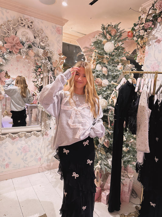 Grey Bow Sweatshirt — Exclusive Trunk Show Collection