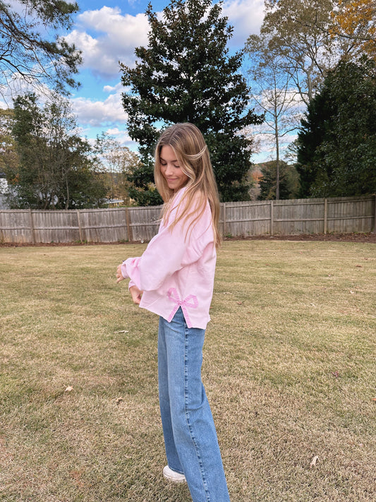 Pink Side Bow Sweatshirt — Exclusive Trunk Show Collection