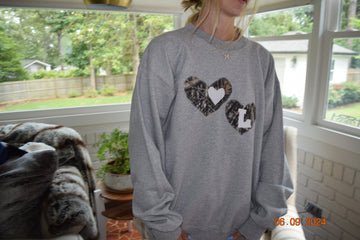 Camo Heart Grey Crewneck