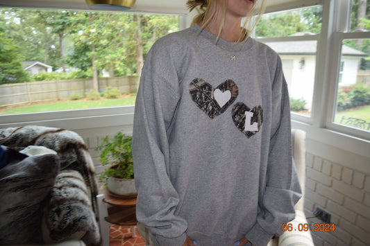 Camo Heart Grey Crewneck
