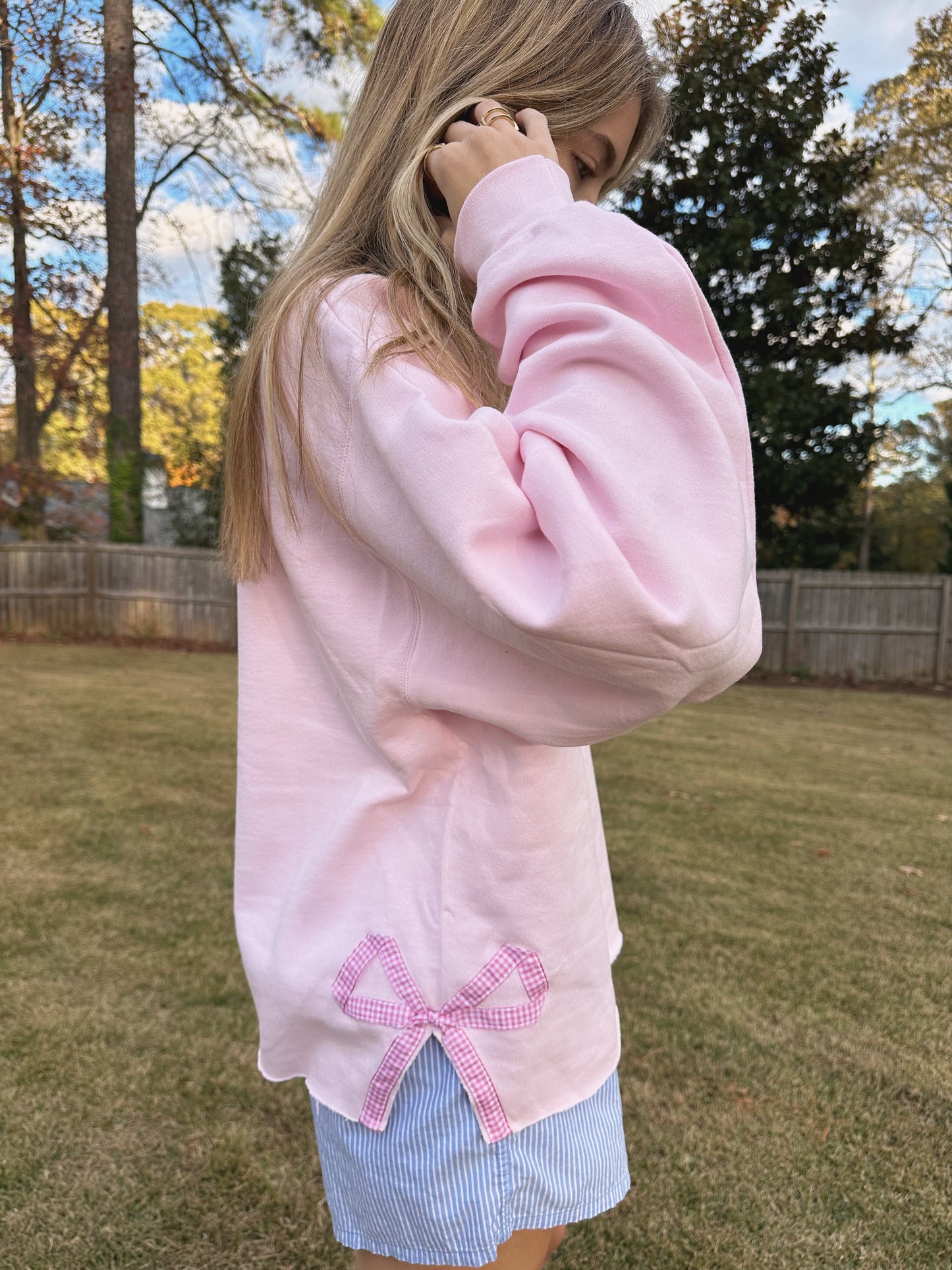 Pink Side Bow Sweatshirt — Exclusive Trunk Show Collection