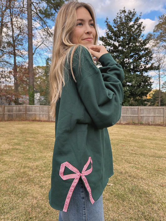 Festive Green Side Bow Sweatshirt — Exclusive NYC Trunk Show Collection