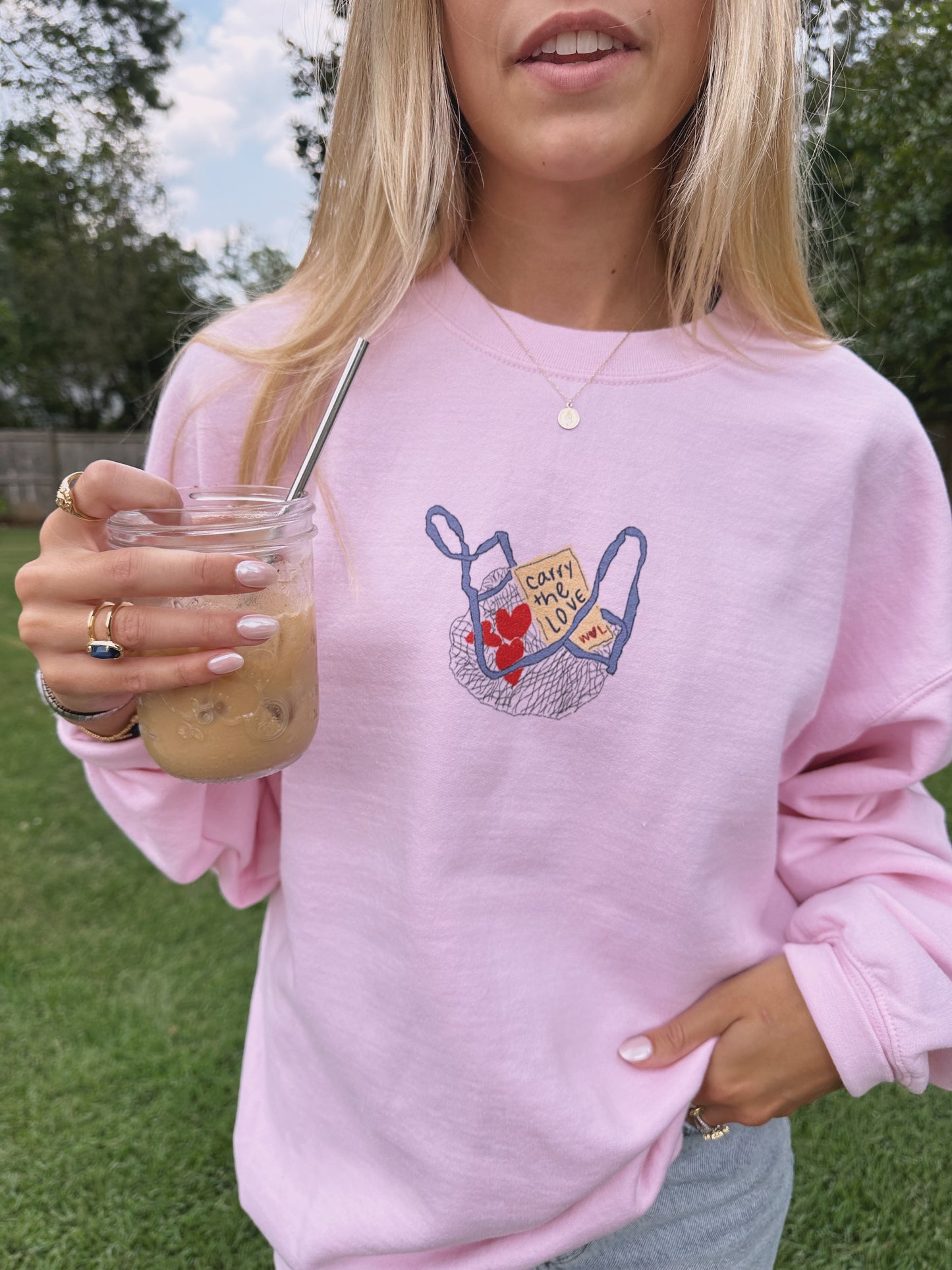 Pink "Carry the love" Basket Sweatshirt