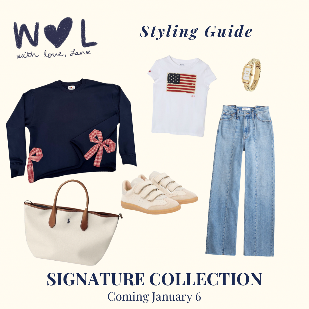 Signature Navy and Red Side Bow Sweatshirt