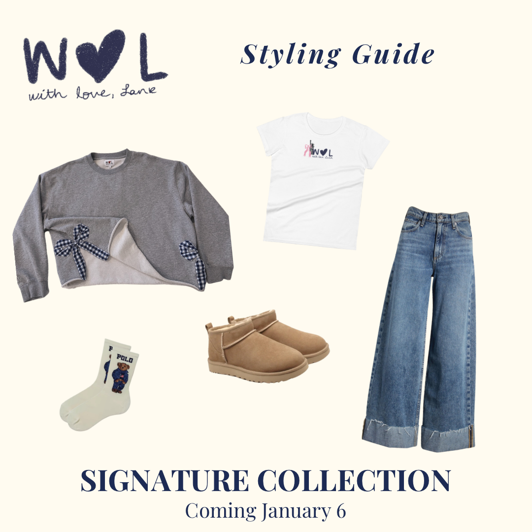 Signature Grey and Navy Side Bow Sweatshirt