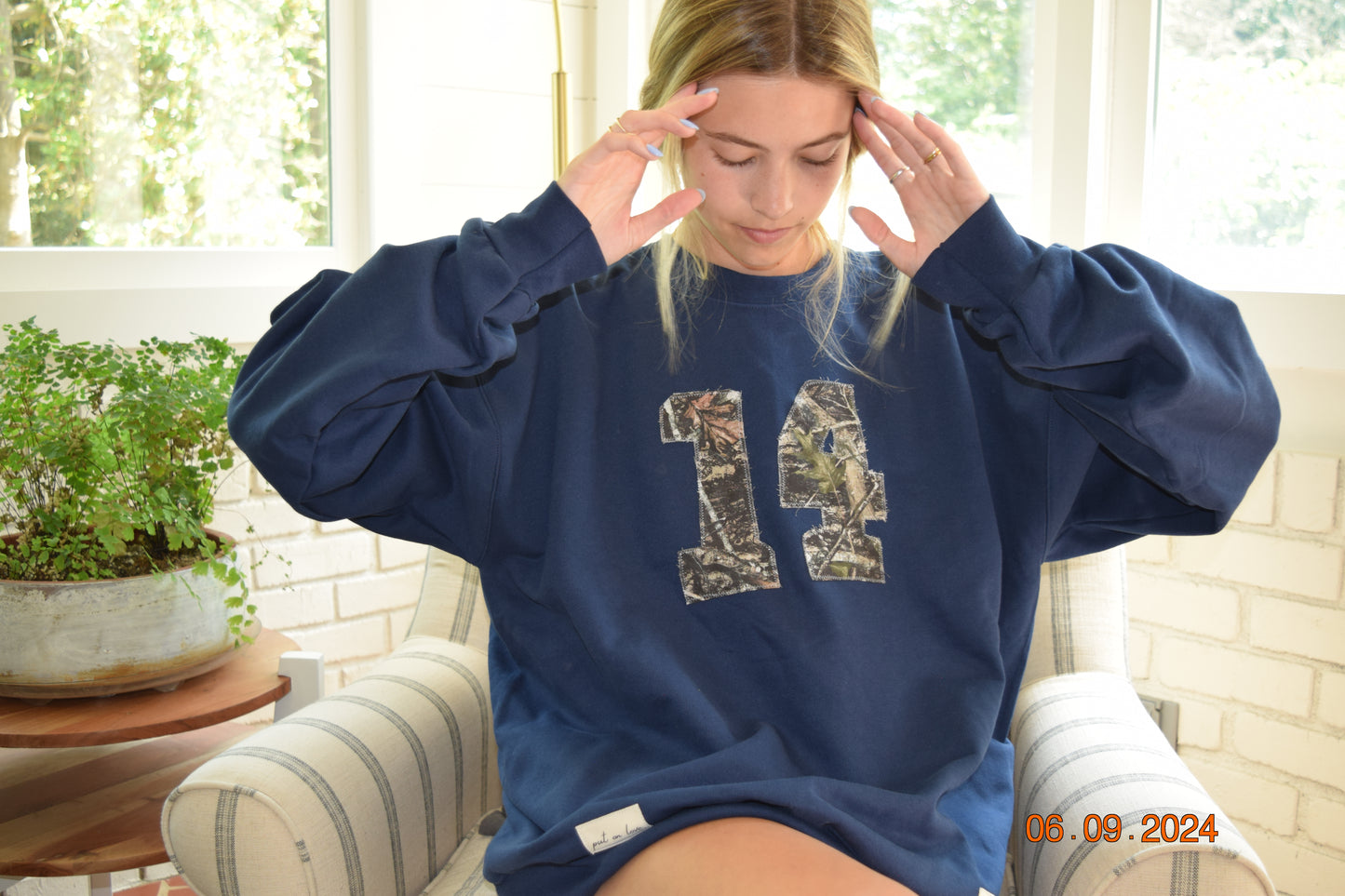 Camo #14 Navy Crewneck