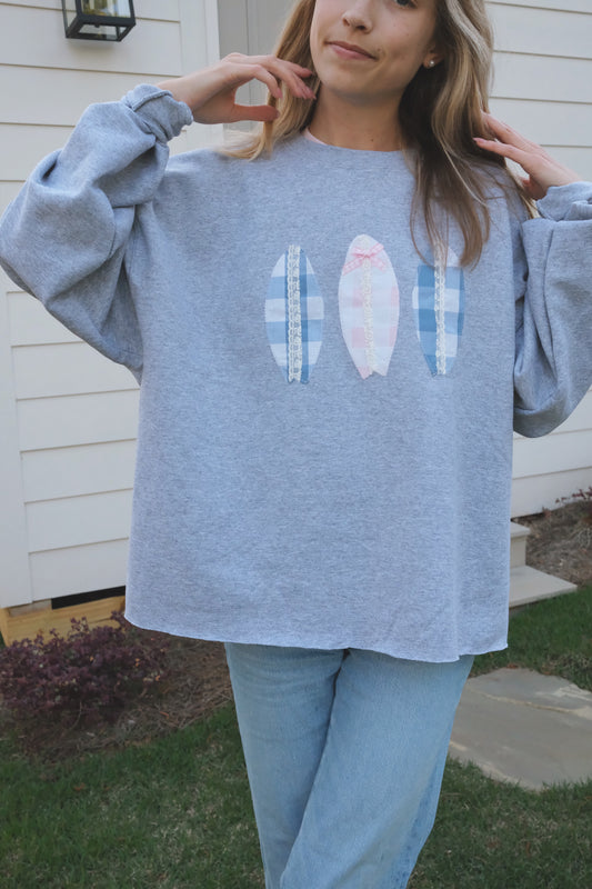 Gingham Surfs Up Crewneck