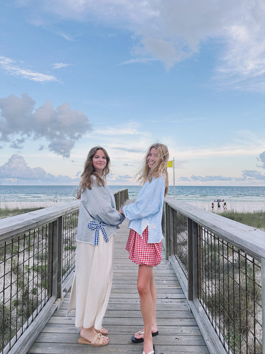 Signature Coastal Stripe Side Bow Sweatshirt