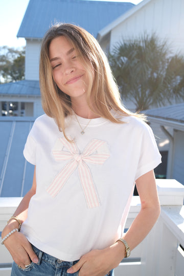 Coastal Striped Bow Tee