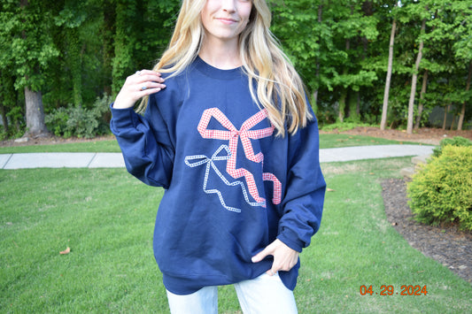 Double Bow Navy Crewneck