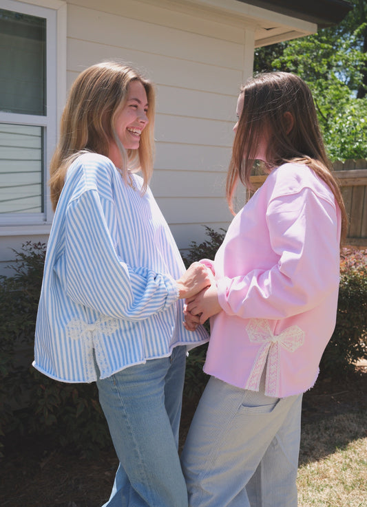 Original Coastal Stripe Side Bow Sweatshirt