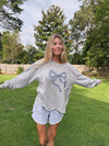 Navy Gingham Bow Crewneck